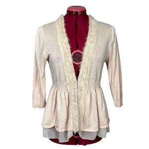 Elle fine knit cotton/rayon sweater with  embellishment